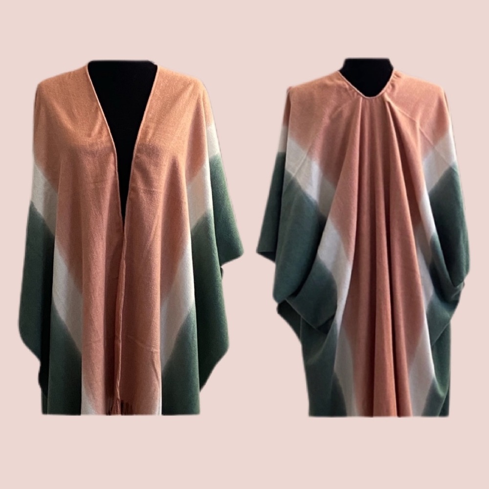 ℋ𝒫💐Fringed Boho Dyed Boho Poncho Cardigan - Picture 12 of 13